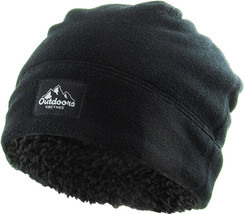 KB ETHOS Fleece Fur Lined Sherpa Skull Cap Black Knit Winter Hat Beanie - $16.14