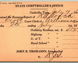 Tennessee Stato Comptroller&#39;s Ufficio Bollo Ricevute Scontrini 1920 Cart... - £5.69 GBP