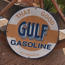 Vintage Gulf Gasoline Refining Co. ''That Good'' Porcelain Gas & Oil Pump Sign - $125.00