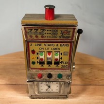 MINI CLOCK CASINO 3.5 SLOT MACHINE W/ REELS THAT SPIN! Heavy Paperweight - $39.11