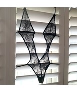 Victoria&#39;s Secret Black Lace Bodysuit Thong Rhinestone Sz Small sheer Vi... - $42.10 CAD