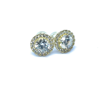 ADIRFINE 14K Solid Gold Cubic Zirconia Round Halo Stud Earrings - £89.94 GBP+