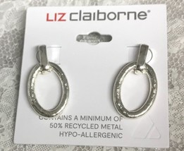 Liz Claiborne Earrings Silvertone Pierced New on Card - £10.27 GBP