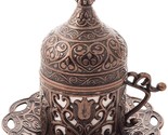 Coffee Cup Saucer Set Old Copper Color Porcelain insert Mug Ottoman Turkish - $16.71