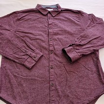 Old Navy Shirt Slim Fit Mens Burgundy Cotton Button Up Shirt Long Sleeve Size XL image 6
