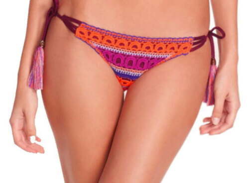 Primary image for $108 Ale Alessandra Crochet Bikini Bottom Large 10 12 Burgandy Tassels Swim NWT