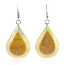 Vibrant Two-Tone Mother of Pearl Shell Rain Droplet Earrings - £8.78 GBP