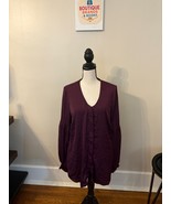 CAbi Beguile Blouse Tunic Top Womens M Plum Purple Long Balloon Sleeve #... - €24,64 EUR