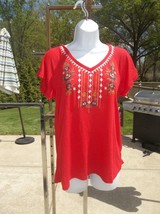 Nwt New York Laundry Red Emb Top S - $14.99