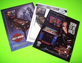 Harley Davidson Set Of 3 Pinball Machine Promo Flyers Originals Ready To Frame - £19.73 GBP