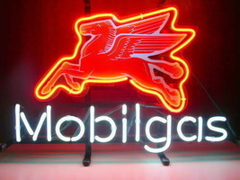 Mobil Gas Flying Pegasus Neon Sign 14&quot;x10&quot; Beer Bar Light Artwork Man - £68.87 GBP