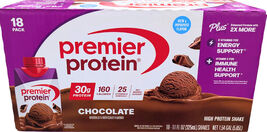 Premier 30g Plus High Protein Shake Chocolate 18 Ct x 11 Fl Oz 10/26 EXP... - $50.96