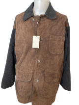 Matinique Brown Suede and Wool Button-Up Jacket, Men&#39;s Size M, New - £73.51 GBP