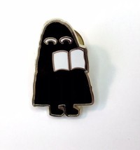 Nieves Lapel Pin Black &amp; White Enamel Figure with Book - $13.00