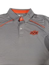 Osu Oklahoma State Cowboys Gray Stripe Polo Shirt Mens Small Russell Golf Nwt - £12.88 GBP