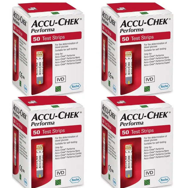 Blood Glucose Test Strips - 50 Strips for Accu Chek Pack of 4