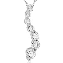 3/4ct Brilliant Cut Simulated Journey Drop Pendant 14K White Gold Plated Silver - £22.00 GBP