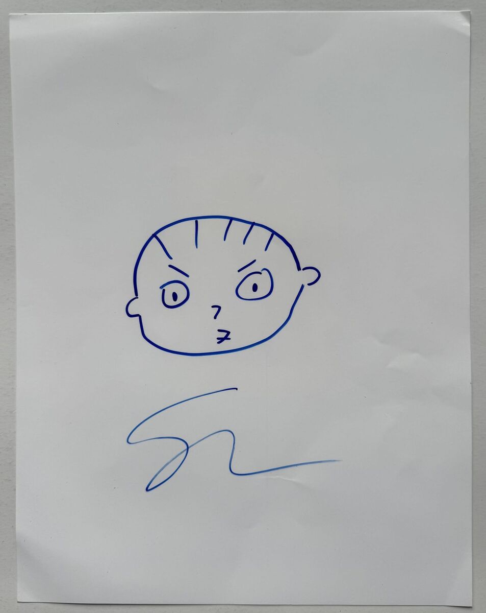 Seth MacFarlane Autographed Glossy 8x10 &quot;Stewie&quot; Sketch - $99.99