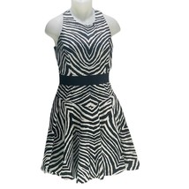 MILLY Dress Women&#39;s Size 8 Halter Cotton Animal Print Drop Waist Mini - £71.93 GBP