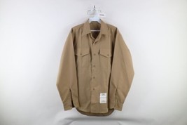 Vintage 90s Military Mens 15.5 34 Wool Blend Long Sleeve Button Shirt Khaki USA - £33.78 GBP