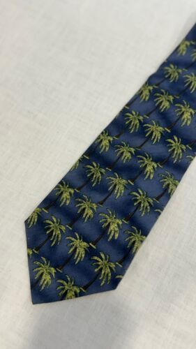 Tommy Bahama Silk Necktie Blue With Green And Brown Palm Trees NEW Wit Tags - $19.77