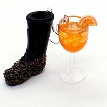 Unique Muddy Welly &amp; Aperol Spritz Earrings Glasto Festival Glastonbury Wellies - $15.19