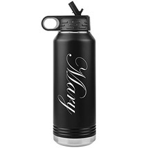 Mary - 32oz Insulated Water Bottle - Black - £33.57 GBP