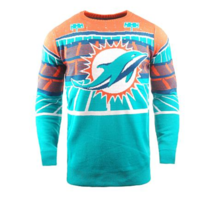 Miami Dolphins Bluetooth Light-Up Ugly Sweater Officially Licensed NFL - £47.12 GBP