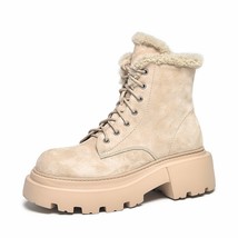 Snow Boots Platform Women Kid Suede Leather Ankle Boots Side Zip Warm Wool Ladie - £200.52 GBP