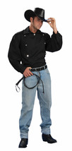 Black Wild Western Tex Shirt Cowboy Adult Halloween Costume Accessory Standard - $27.60