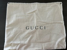 Gucci Felt Cotton Flannel Cream Natural Dust Bag 13” x 10” Silver Cinch - £14.05 GBP