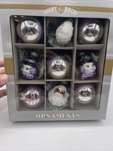 Christopher Radko Shiny Brite 9 Ornaments Santa Snowmen Rounds PURPLE New - $40.58