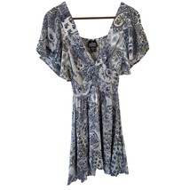 Y2K Milkmaid Babydoll Tiered Top Dress Blue S Floral Smocked Peasant Boh... - $632.21 MXN