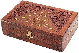Jewellery Box Organizer Hand Carved rosewood 4 inches size - £25.03 GBP