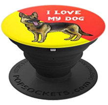 German Sheppard Dog Breed Design - Yellow Red Background PopSockets Grip... - $15.00