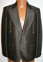 Vintage LASSO Western Wear Brown Striped Sports Jacket Coat ROCKABILLY C... - £58.37 GBP