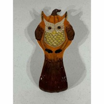 Cracker Barrel Ceramic Owl Spoon Rest Pumpkin Fall Harvest - $7.41