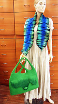 Felted Set Long Scarf Xl Bag Green Unique Gift For Women Handmade In Europe - £301.66 GBP