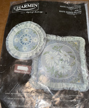 Vintage Charmin Jan-Lynn Cross Stitch Clock &amp; Pillow Kit Unused Open Box - $25.96