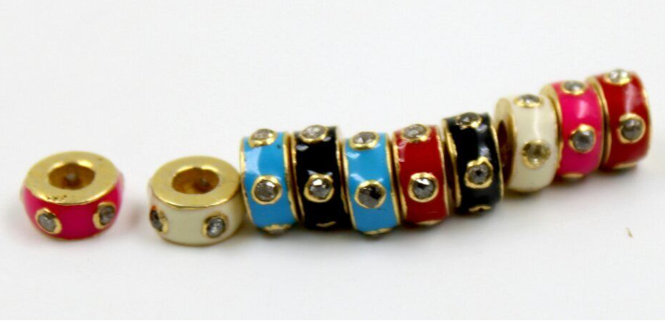 Enamel Spacer 925 Sterling Silver Beads Handmade Jewelry Beads 6mm Round... - $25.74