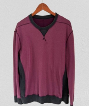 Lululemon Mens Burgundy Gray Long-Sleeve Crewneck Sweatshirt Cotton Blen... - $44.54