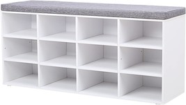 White Dinzi Lvj Cubby Shoe Rack With 12 Cubbies, Adjustable, And Garage. - $96.66