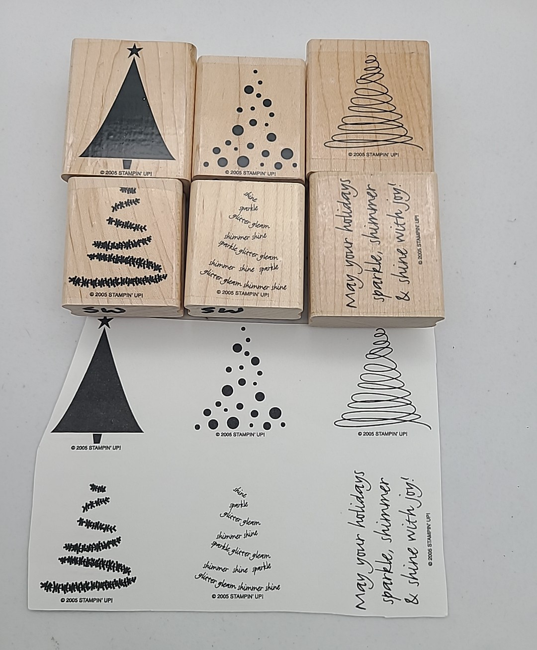 Stampin&#39; Up! TRIM THE TREE Rubber Stamp Set Christmas Card Junk Journali... - $9.05