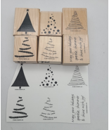 Stampin&#39; Up! TRIM THE TREE Rubber Stamp Set Christmas Card Junk Journali... - $9.05