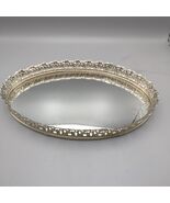Vintage Mirror Tray Oval Gold Tone Filigree Ornate Trinket Vanity Perfume - €16,97 EUR