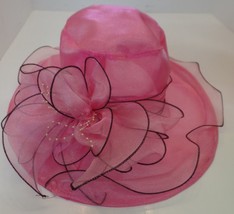 Beautiful Pink Nylon Floppy Hat W Adjustable Sizing &amp; Bow New - $24.75