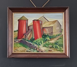 Red Silos - Oil on Canvas by Charlotte Smith Douglas, - Kingston, Rhode ... - £275.77 GBP