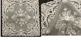 15&quot; Doily Placemat 6 Pieces Square Organza Embroidery Lace White Silver ... - $64.99