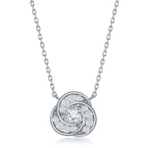 Sterling Silver Love Knot CZ Necklace - £28.94 GBP