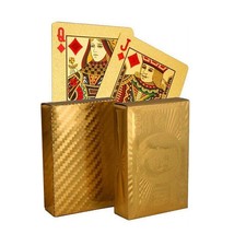 Golden Playing Card Deck for Adult 2 Card Decks in Handmade Curve Wooden Box   . - £39.34 GBP